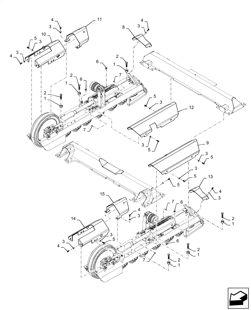 Схема запчастей Case 850M WT/LGP - (48.138.AB[01]) - UNDERCARRIAGE, LONG (48) - TRACKS & TRACK SUSPENSION