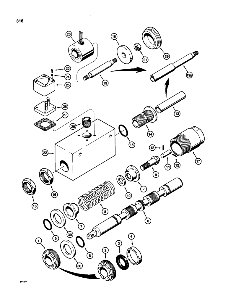 Схема запчастей Case 580SD - (316) - PARKER LOADER CONTROL VALVE, LOADER BUCKET SPOOL (08) - HYDRAULICS