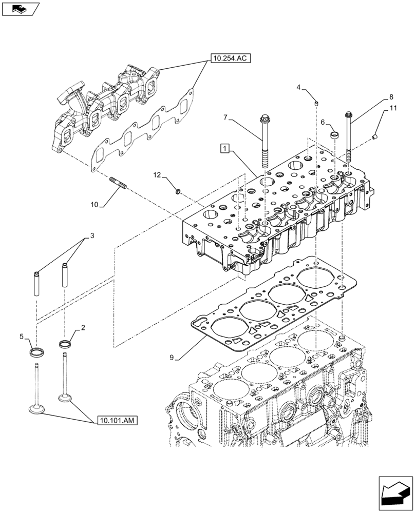 Схема запчастей Case F5HFL413G A001 - (10.101.AA) - CYLINDER HEAD (10) - ENGINE