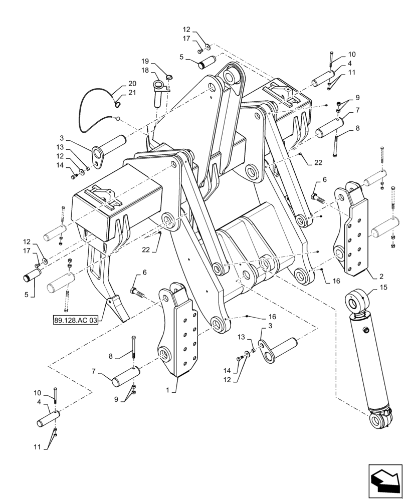 Схема запчастей Case 1650M XLT PAT - (89.128.020) - VAR - 784007 - RIPPER, MECHANICAL, STANDARD (89) - TOOLS