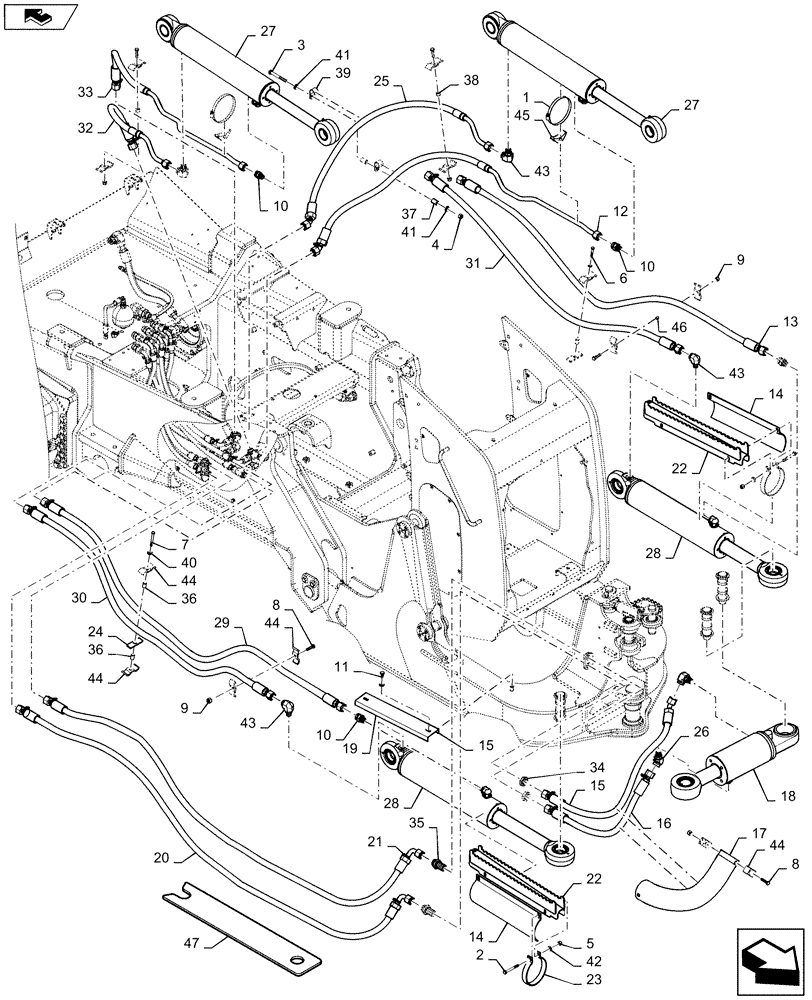 Схема запчастей Case 2050M LT - (35.741.AJ [01]) - LIFT CYLINDER (PAT) LT (35) - HYDRAULIC SYSTEMS