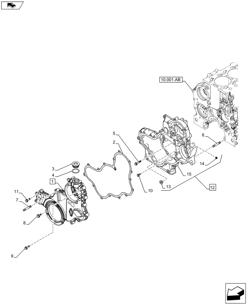 Схема запчастей Case F5HFL413G A001 - (10.102.AK) - CRANKCASE, COVER (10) - ENGINE