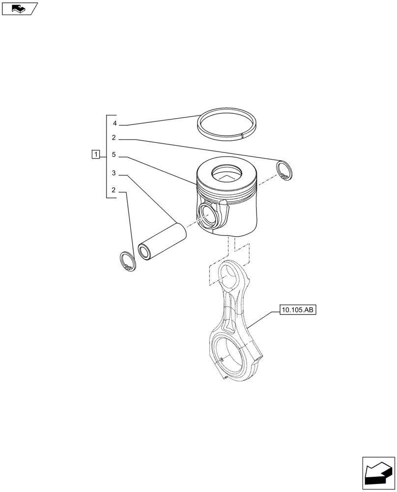 Схема запчастей Case F5HFL413G A001 - (10.105.AG) - PISTONS (10) - ENGINE