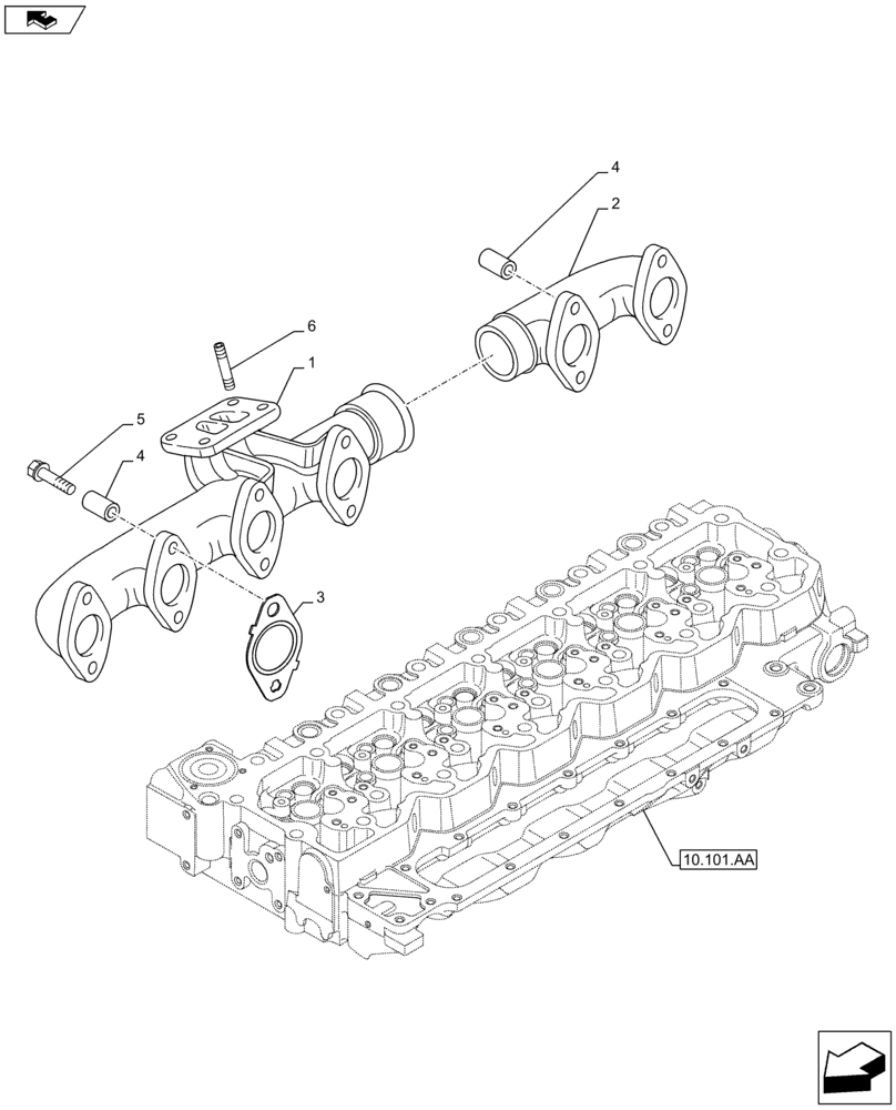 Схема запчастей Case F4HFA613F E005 - (10.254.AC) - EXHAUST MANIFOLD (10) - ENGINE