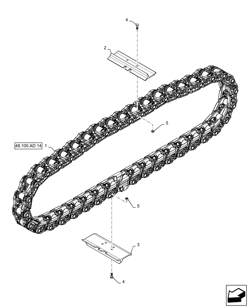 Схема запчастей Case 2050M WT/LGP - (48.100.AD[08]) - TRACK ASSY, 45 LINK CELT 28" OPEN (48) - TRACKS & TRACK SUSPENSION