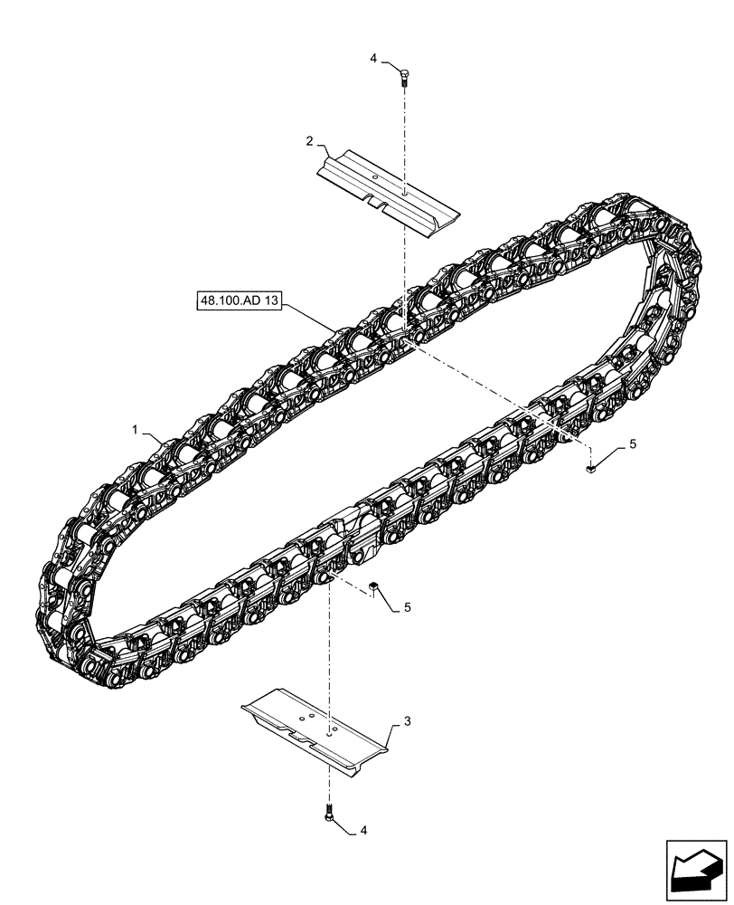 Схема запчастей Case 2050M WT/LGP - (48.100.AD[06]) - TRACK ASSY, 45 LINK CLT 36" CLOSED (48) - TRACKS & TRACK SUSPENSION