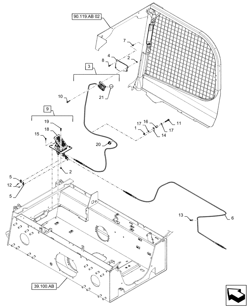 Схема запчастей Case SV185 - (10.220.AA[01]) - THROTTLE CONTROL, HAND & FOOT, MECHANICAL (SR175,SV185) (10) - ENGINE