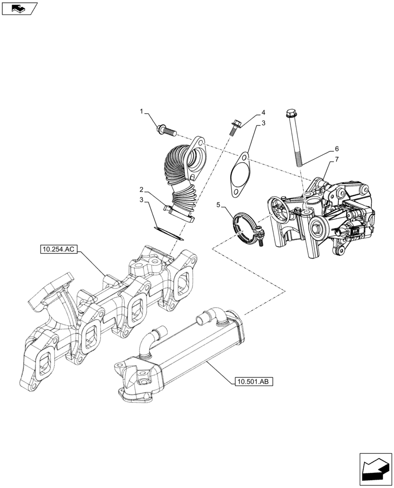 Схема запчастей Case F5HFL413G A001 - (10.501.AA) - EXHAUST SYSTEM, EGR, CONTROL VALVE (10) - ENGINE