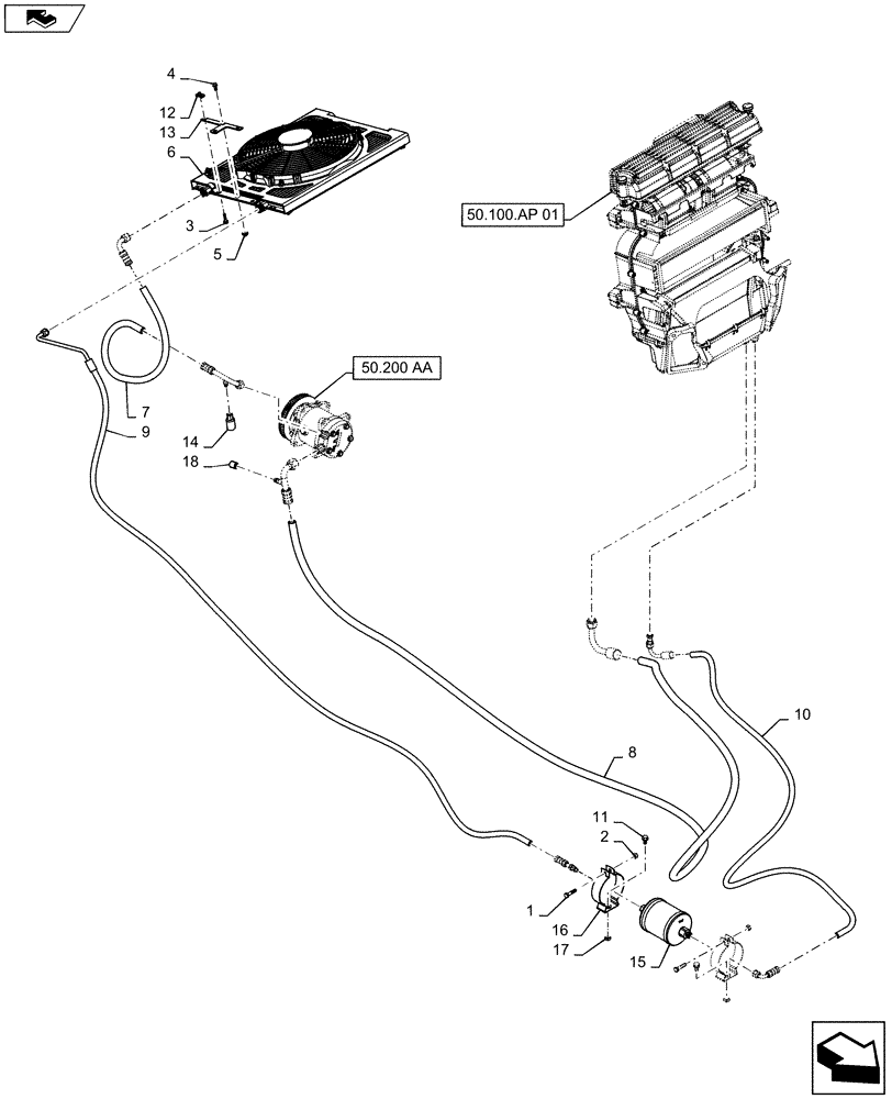 Схема запчастей Case SV250 - (50.200.BY) - AIR CONDITIONER, PLUMBING (50) - CAB CLIMATE CONTROL