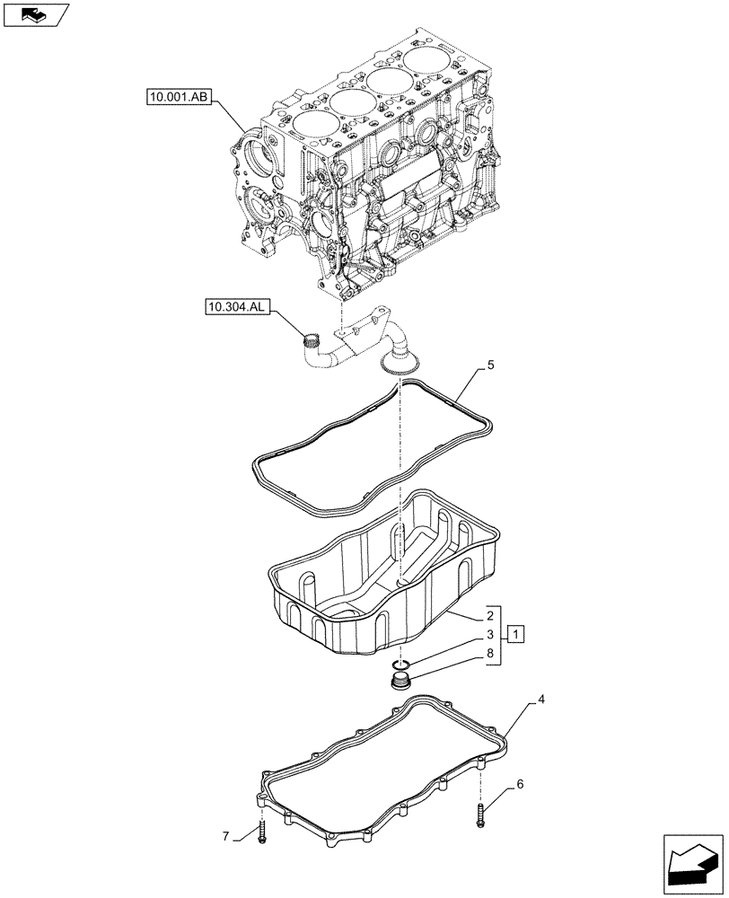 Схема запчастей Case F5HFL413J A002 - (10.102.AP) - ENGINE OIL PAN (10) - ENGINE