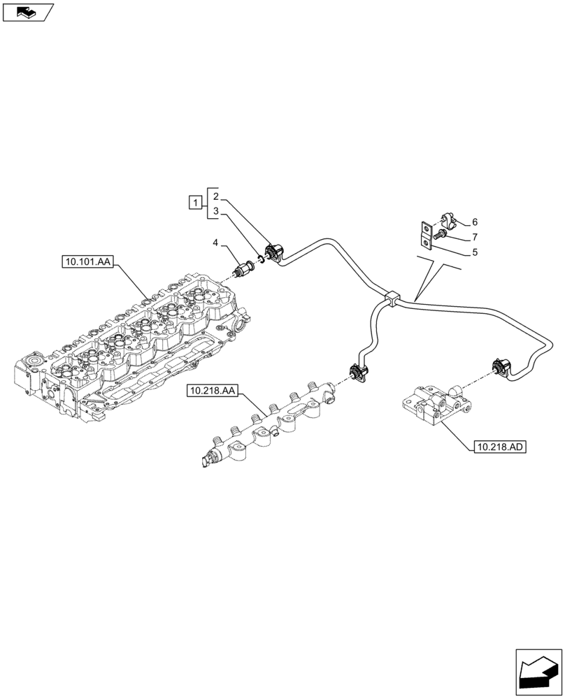 Схема запчастей Case F4HFA613F E005 - (10.218.AI[02]) - INJECTION PIPE (10) - ENGINE