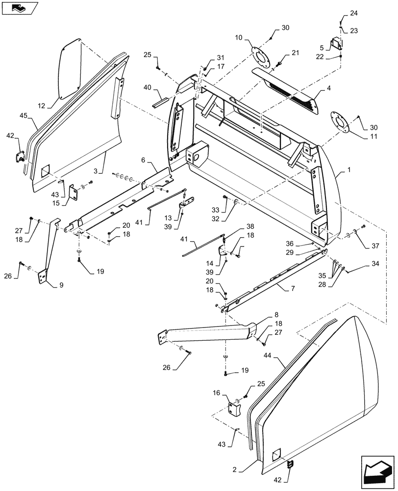 Схема запчастей Case 750M LT - (90.105.CI[01]) - REAR COVER (90) - PLATFORM, CAB, BODYWORK AND DECALS