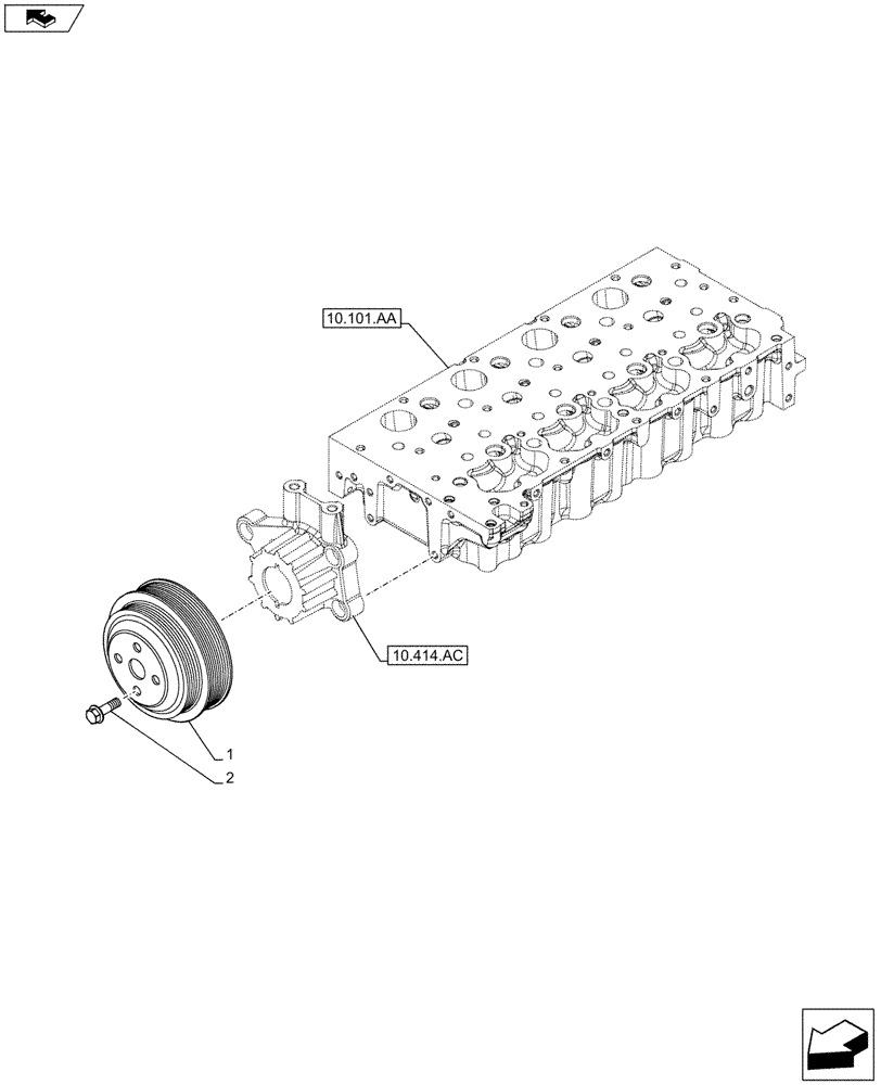 Схема запчастей Case F5HFL413J A002 - (10.414.AD) - FAN, PULLEY (10) - ENGINE