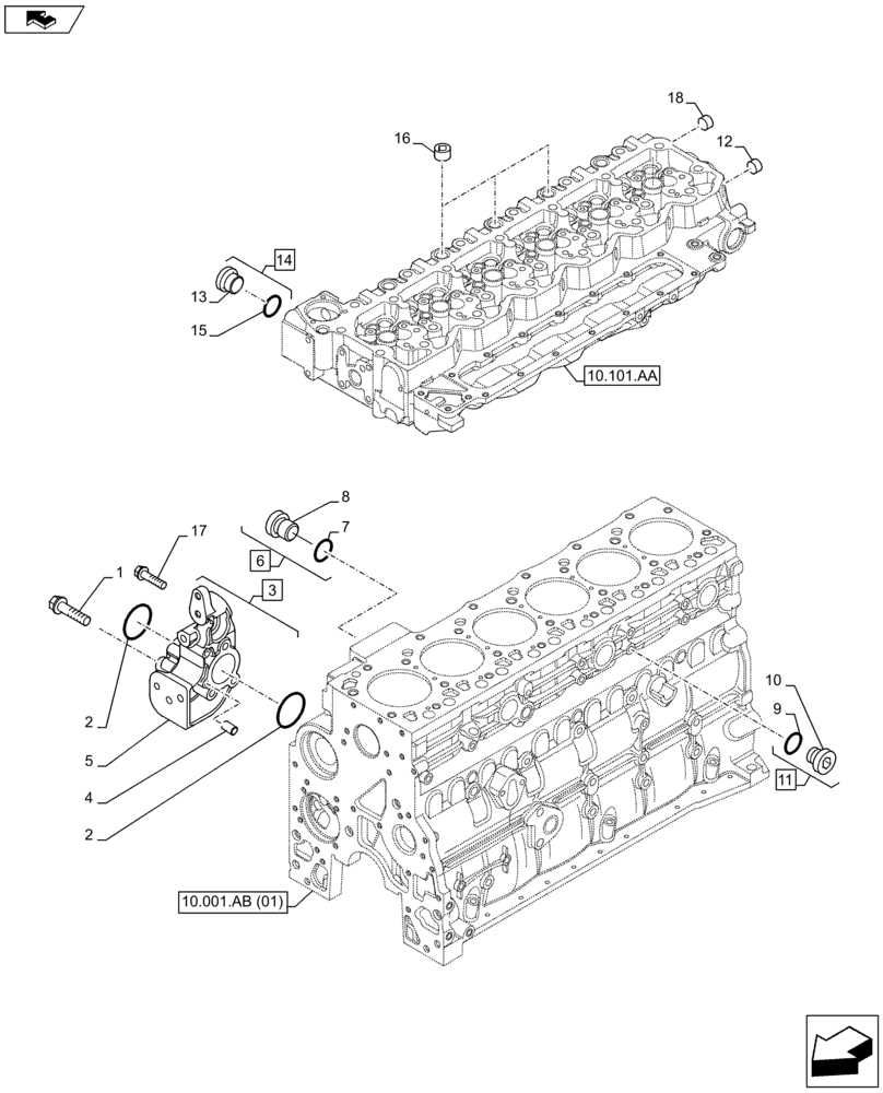 Схема запчастей Case F4HFA613F E005 - (10.400.AE) - ENGINE, COOLING SYSTEM LINE (10) - ENGINE