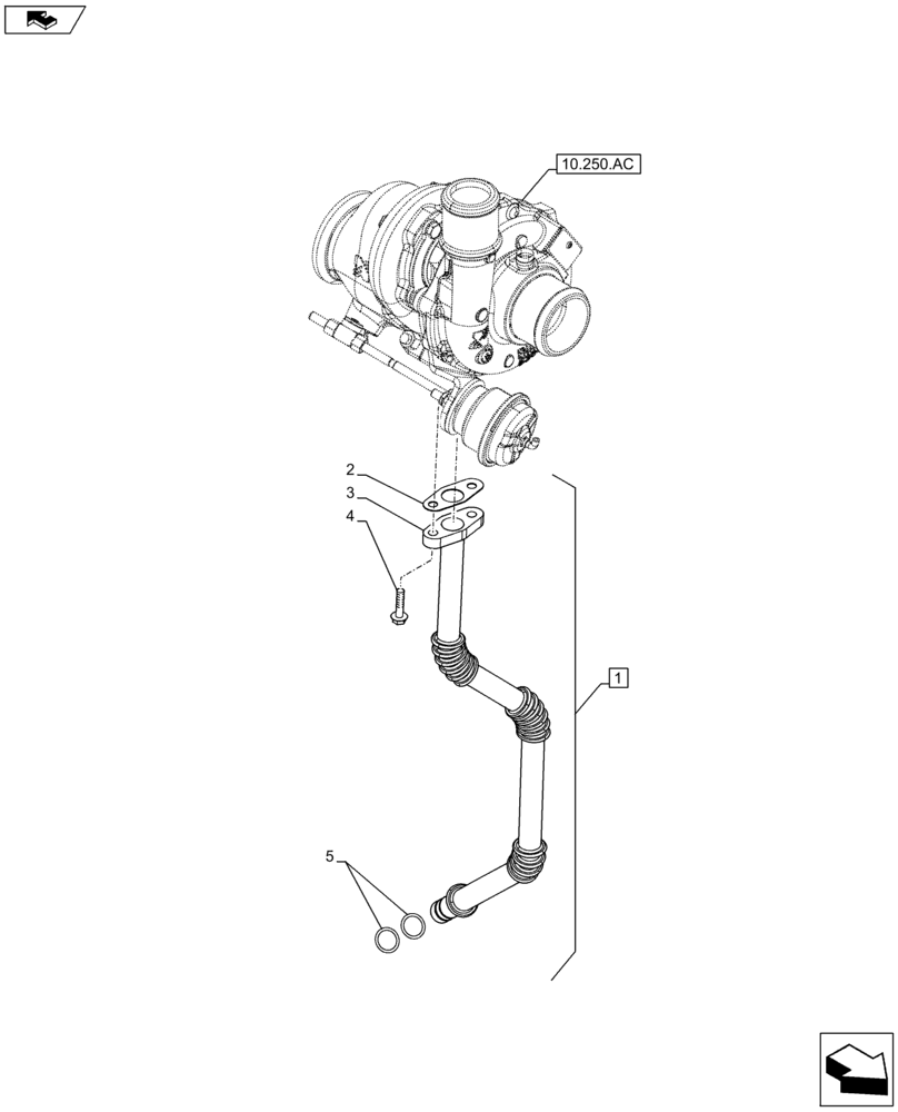 Схема запчастей Case F5HFL413J A002 - (10.250.AE) - TURBOCHARGER, RETURN LINE (10) - ENGINE