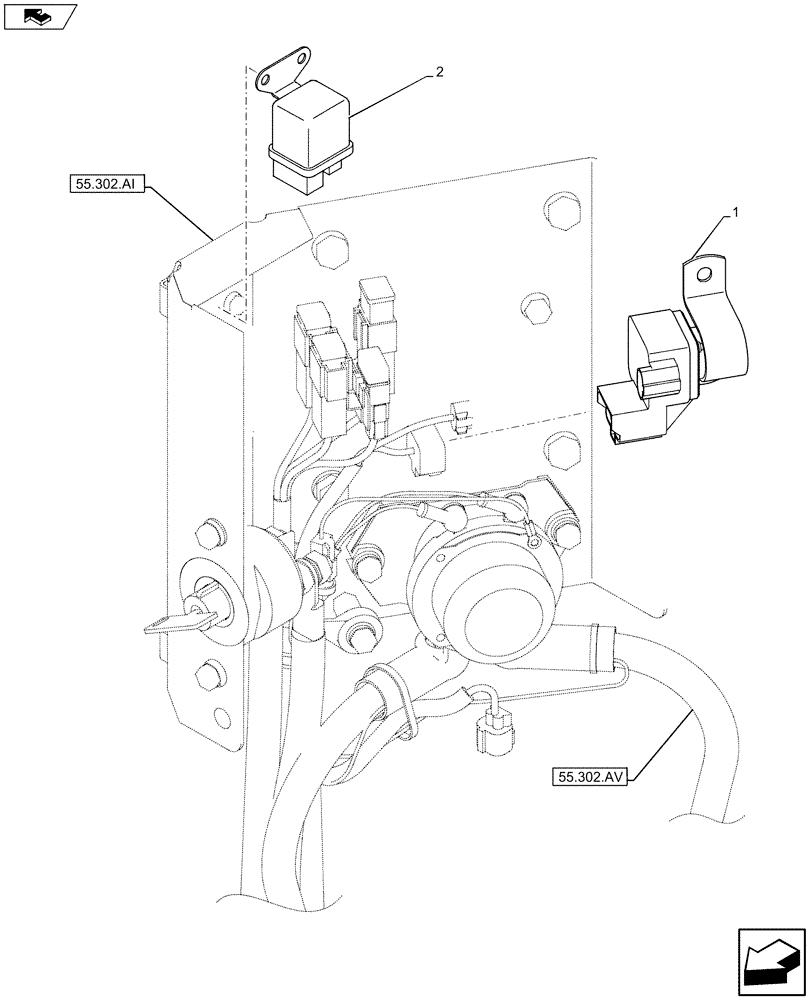 Схема запчастей Case CX75C SR - (55.100.DO[02]) - FUSE RELAY BOX (55) - ELECTRICAL SYSTEMS