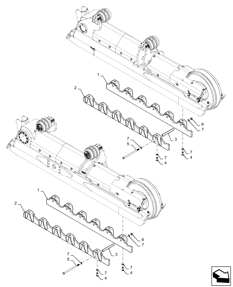 Схема запчастей Case 2050M WT/LGP - (48.130.AW [02]) - ROCK GUARD, XLT/LGP (48) - TRACKS & TRACK SUSPENSION