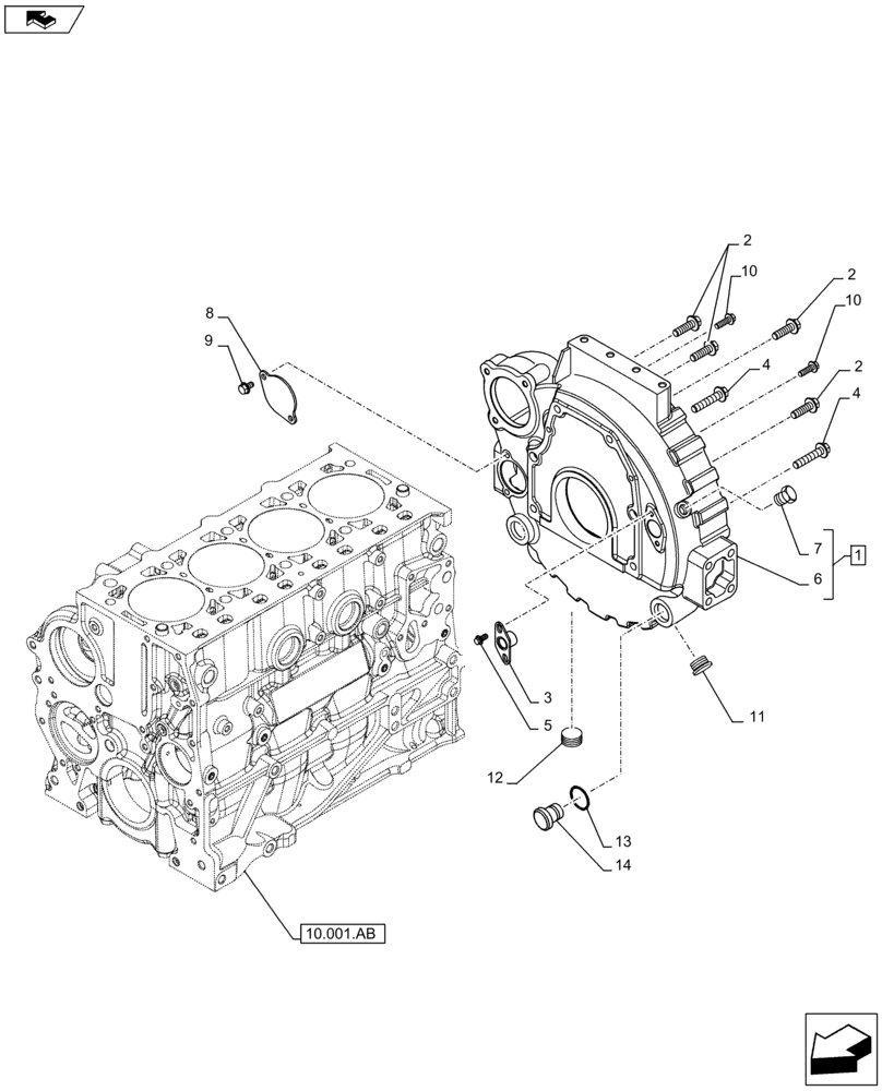 Схема запчастей Case F5HFL413G A001 - (10.103.AK) - FLYWHEEL & HOUSING (10) - ENGINE