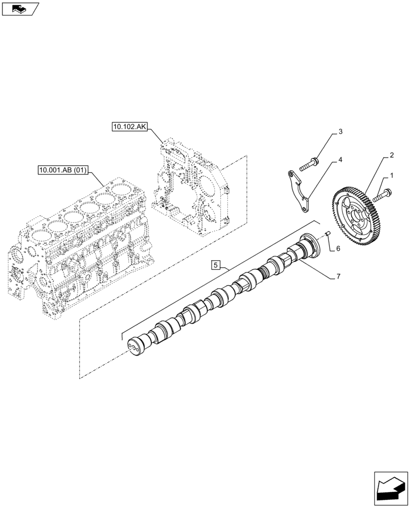 Схема запчастей Case F4HFA613F E005 - (10.106.AA) - CAMSHAFT (10) - ENGINE