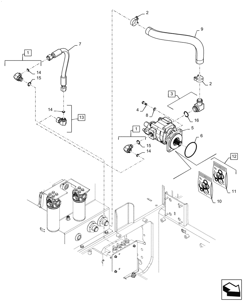 Схема запчастей Case 850M WT/LGP - (35.106.AN[01]) - PUMP, PTO (35) - HYDRAULIC SYSTEMS