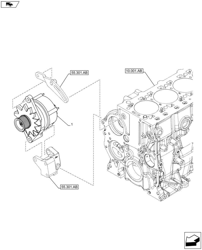 Схема запчастей Case F5HFL413J A002 - (55.301.AA) - ALTERNATOR (55) - ELECTRICAL SYSTEMS