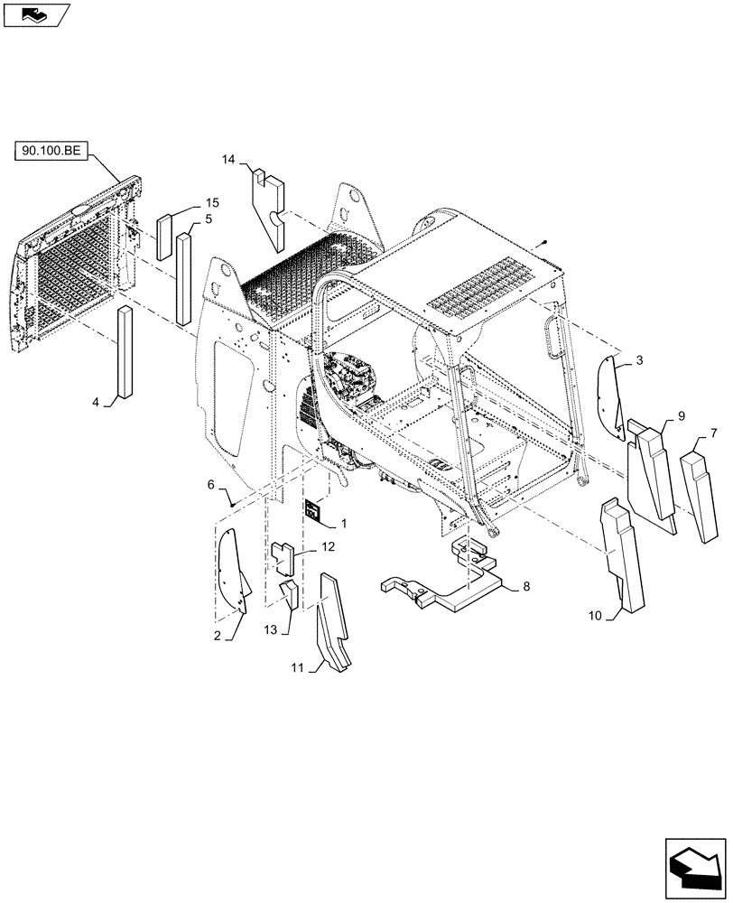 Схема запчастей Case SR175 - (90.105.CU[01]) - INSULATION, SOUNDPROOFING, CAB EURO (90) - PLATFORM, CAB, BODYWORK AND DECALS