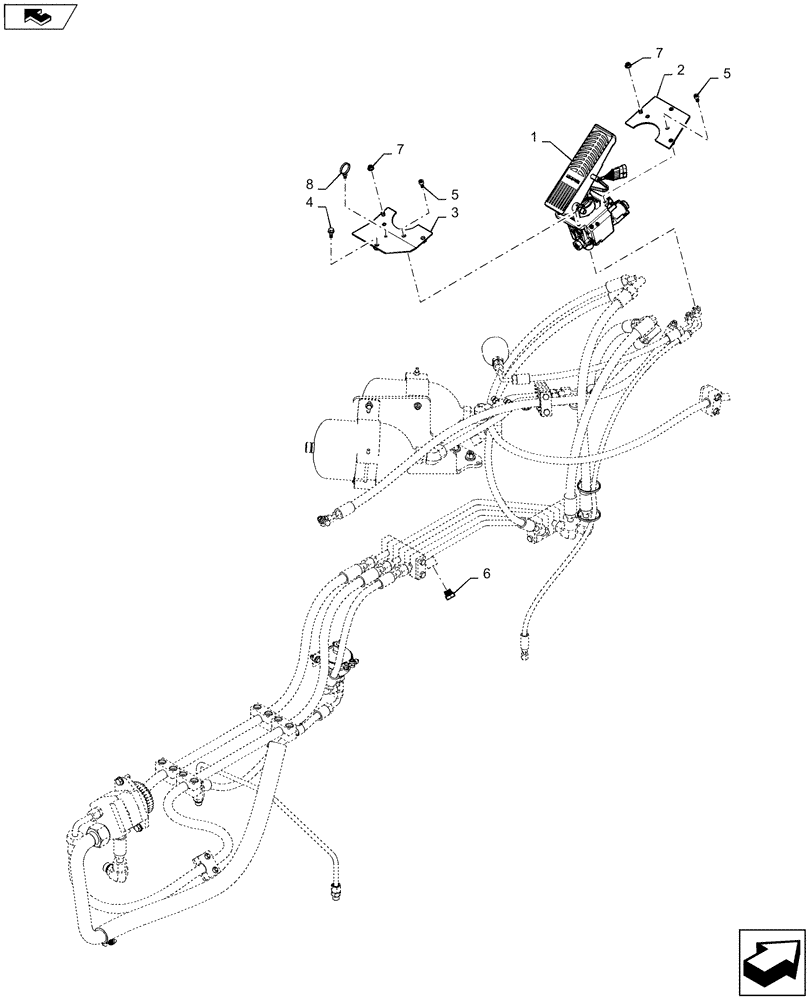 Схема запчастей Case 621F - (33.202.CM[01]) - BRAKE VALVE - 4 SPEED (33) - BRAKES & CONTROLS