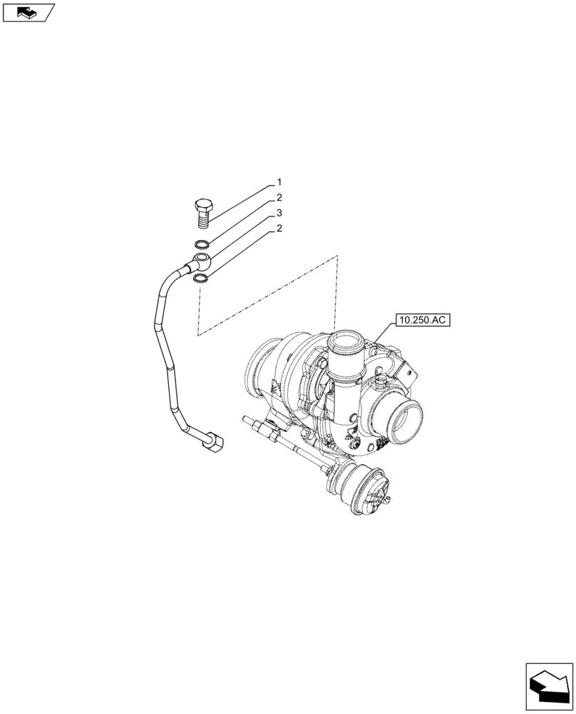 Схема запчастей Case F5HFL413G A001 - (10.250.AD) - TURBOCHARGER, SUPPLY LINE (10) - ENGINE