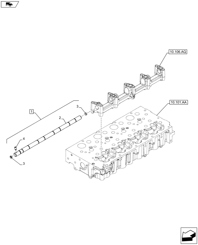 Схема запчастей Case F5HFL413J A002 - (10.106.AP) - ROCKER, SHAFT (10) - ENGINE