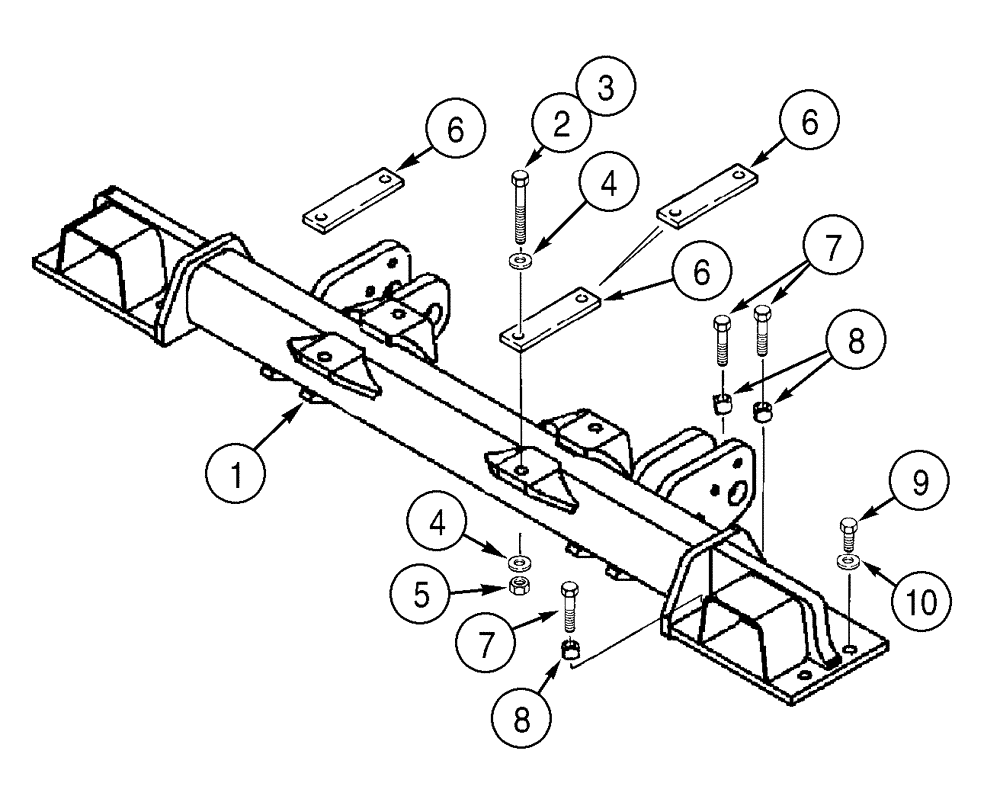 Схема запчастей Case 550H - (9-09) - CROSSMEMBER, MOUNTING - 1627 MM (64 IN) GAUGE WIDE TRACK (WT) OR LOW GROUND PRESSURE (LGP) MODELS (09) - CHASSIS/ATTACHMENTS