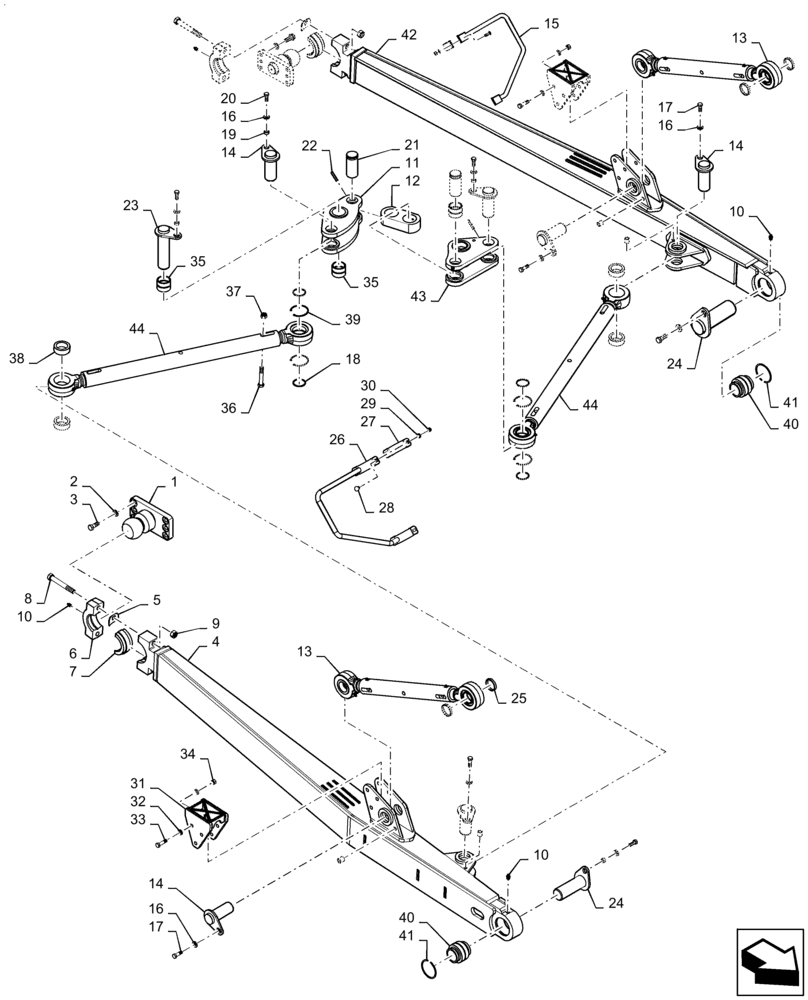 Схема запчастей Case 2050M XLT - (39.766.AM[02]) - PUSH BEAM (39) - FRAMES AND BALLASTING