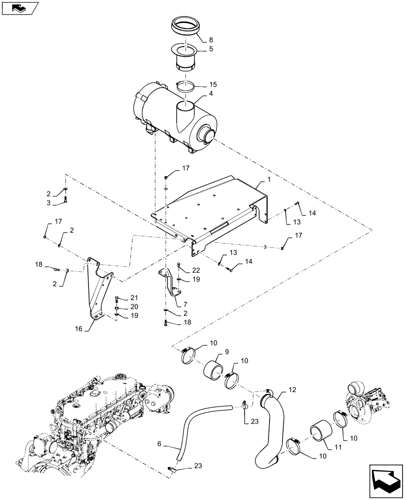 Схема запчастей Case 621F - (10.202.02) - AIR CLEANER INSTALLATION (10) - ENGINE