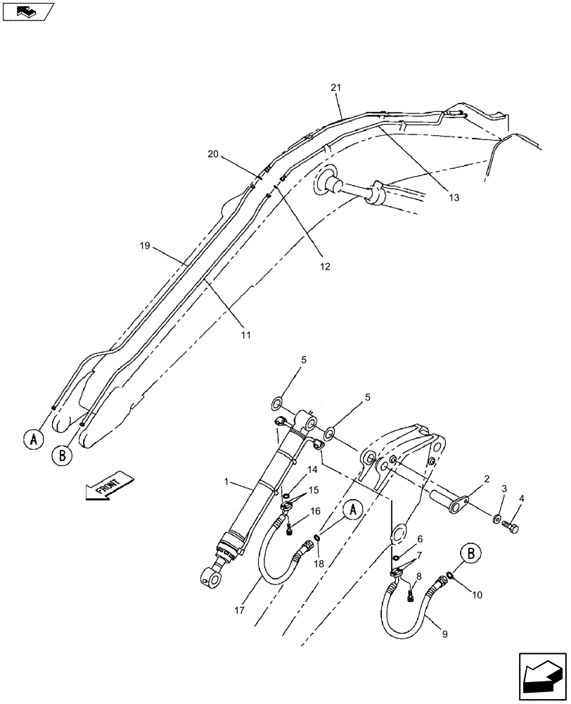 Схема запчастей Case CX470C - (08-022-00[01]) - HYDRAULIC CIRCUIT - BUCKET CYLINDER - DIPPER - 4.00 M (07) - HYDRAULIC SYSTEM