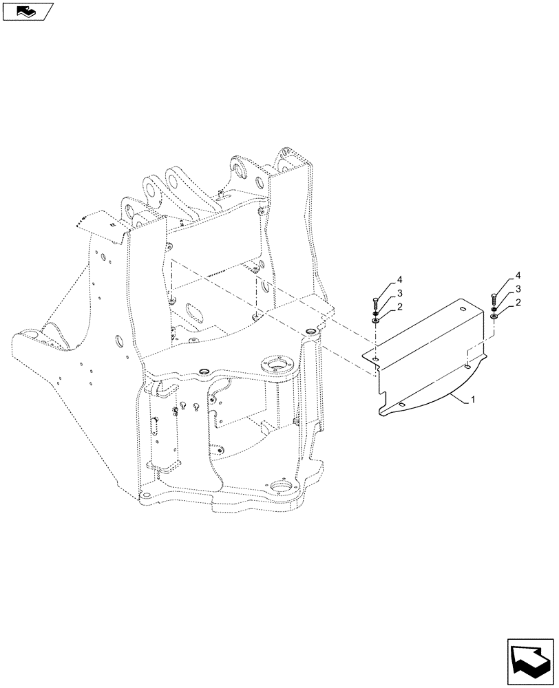 Схема запчастей Case 621F - (90.105.BV[01]) - UPPER ARTICULATION COVER (90) - PLATFORM, CAB, BODYWORK AND DECALS