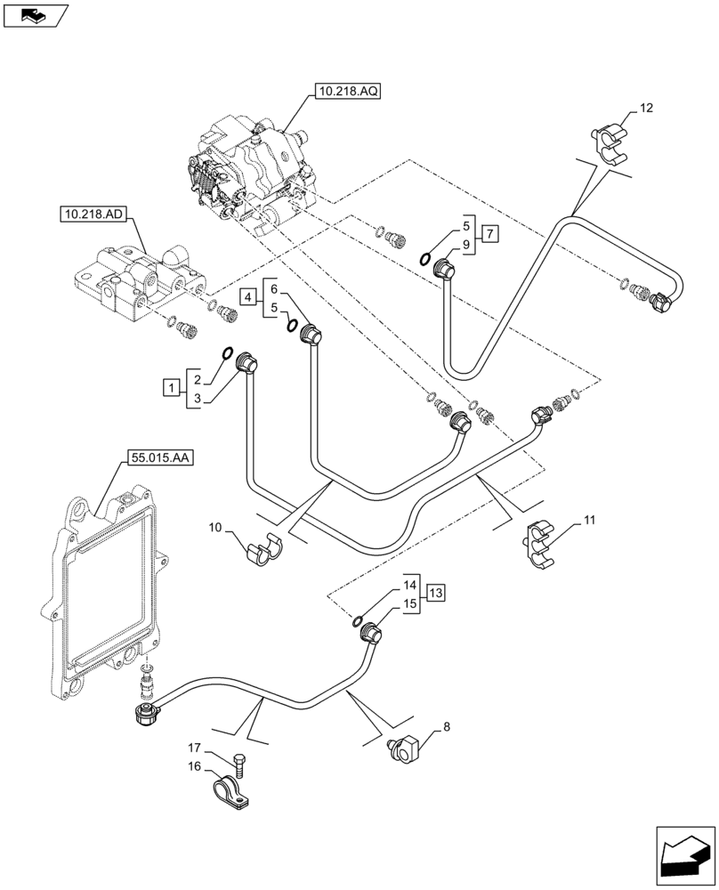 Схема запчастей Case F4HFA613G E001 - (10.210.AF) - FUEL LINE (10) - ENGINE