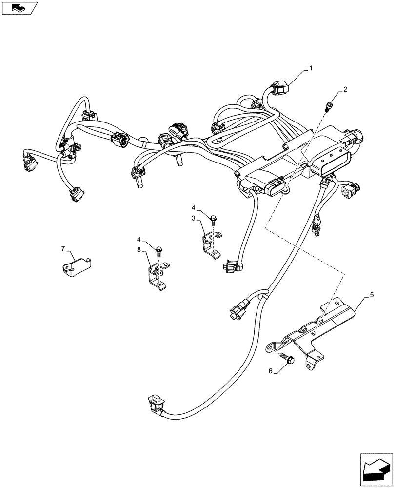 Схема запчастей Case F5HFL413J A002 - (55.015.AB) - ENGINE, HARNESS (55) - ELECTRICAL SYSTEMS