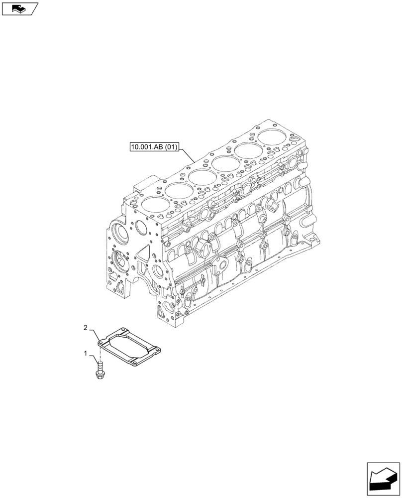 Схема запчастей Case F4HFA613G E001 - (10.001.AB[02]) - CRANKCASE (10) - ENGINE