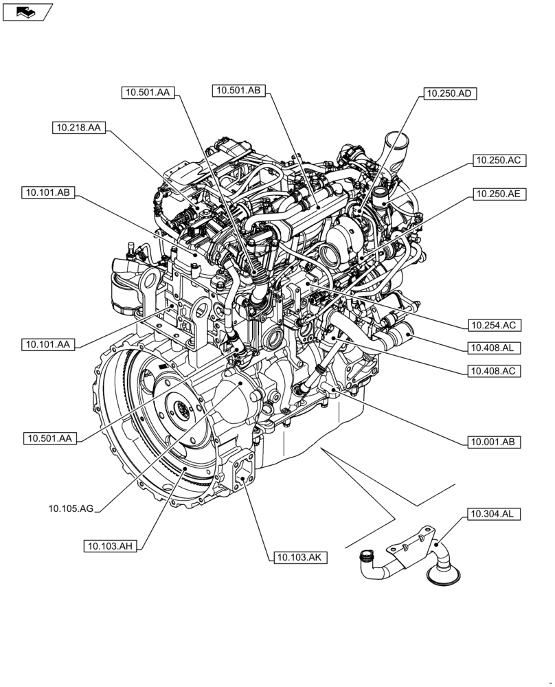 Схема запчастей Case F5HFL413G A001 - (10.000.00[02]) - SECTION INDEX - ENGINE (10) - ENGINE