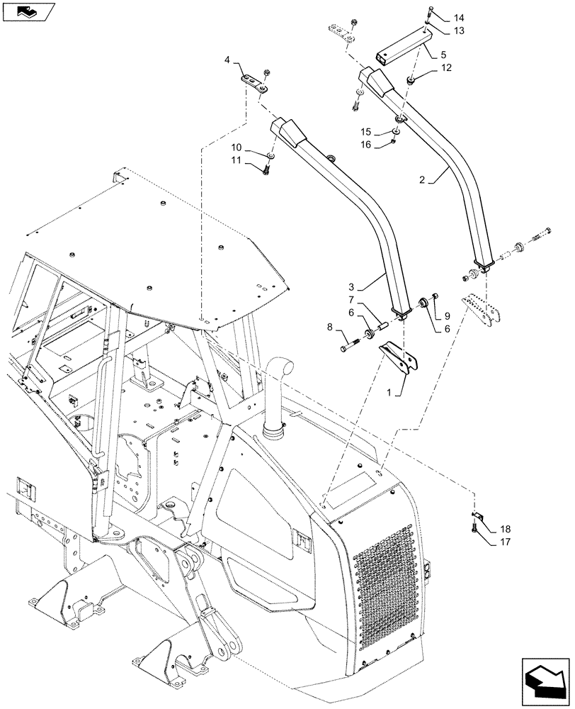 Схема запчастей Case 1150M WT - (90.119.010) - CANOPY BRUSH GUARD (90) - PLATFORM, CAB, BODYWORK AND DECALS