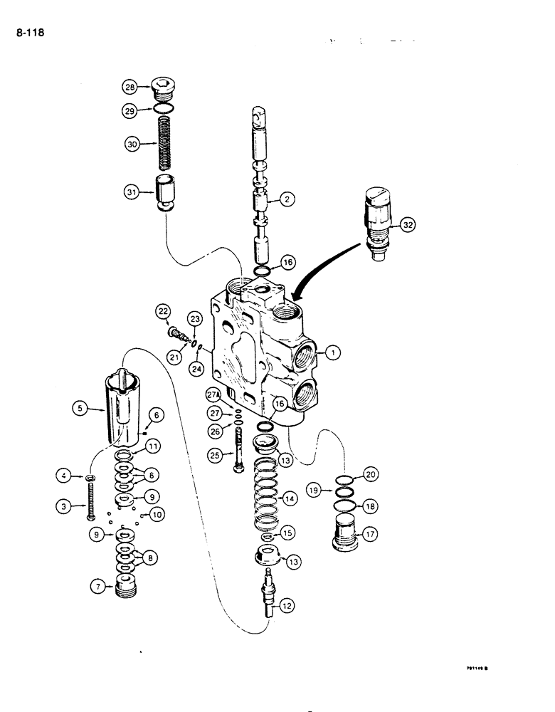 Схема запчастей Case 850D - (8-118) - D87074 DOZER LIFT SECTION (08) - HYDRAULICS