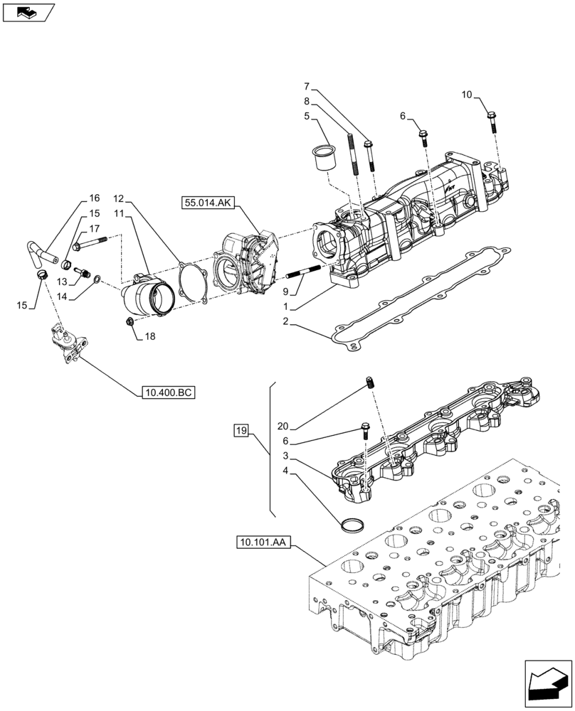 Схема запчастей Case F5HFL413J A002 - (10.254.AM) - AIR INTAKE, MANIFOLD (10) - ENGINE