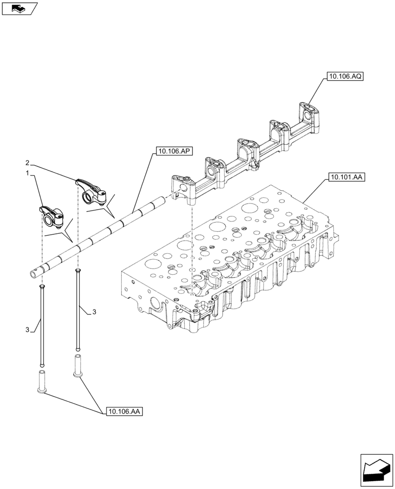 Схема запчастей Case F5HFL413G A001 - (10.106.AO) - ROCKER ARM (10) - ENGINE