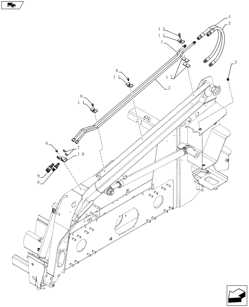 Схема запчастей Case SR220 - (35.734.AH[02]) - AUX HYD, STD, ARM PLUMBING (SR175)(SR200)(SR220,SR250,TR320) (35) - HYDRAULIC SYSTEMS