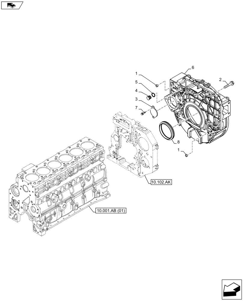 Схема запчастей Case F4HFA613F E005 - (10.103.AK) - FLYWHEEL, HOUSING (10) - ENGINE