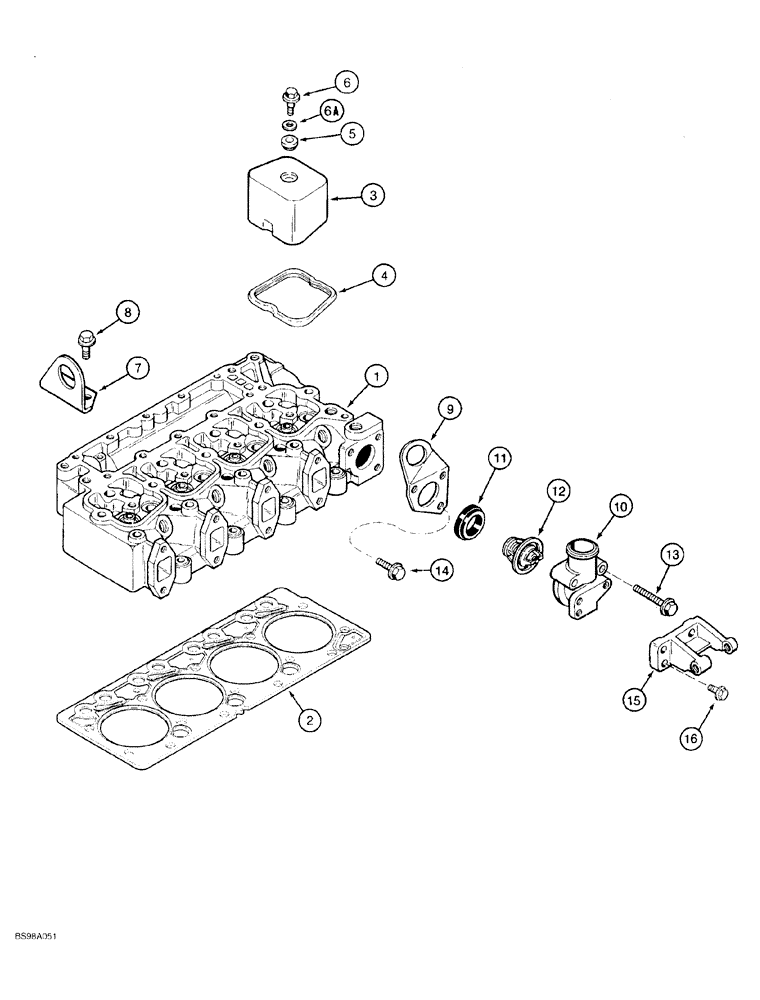 Схема запчастей Case 550G - (2-37A) - CYLINDER HEAD AND COVERS, 4-390 AND 4T-390 EMISSIONS CERTIFIED ENGINE, P.I.N. JJG0255794 AND AFTER (01) - ENGINE