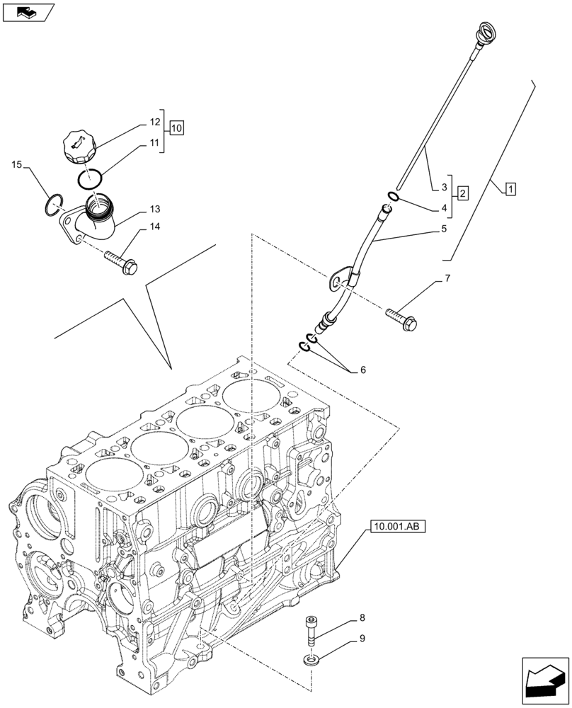 Схема запчастей Case F5HFL413G A001 - (10.304.AJ) - ENGINE OIL, FILLER (10) - ENGINE