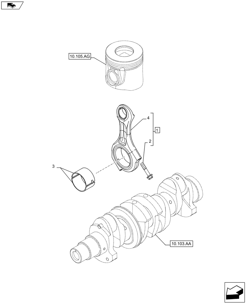 Схема запчастей Case F5HFL413G A001 - (10.105.AB) - CONNECTING ROD (10) - ENGINE