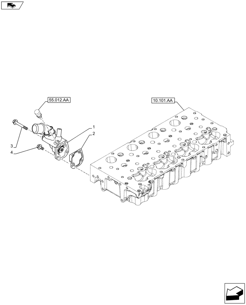 Схема запчастей Case F5HFL413G A001 - (10.400.BC) - THERMOSTAT (10) - ENGINE