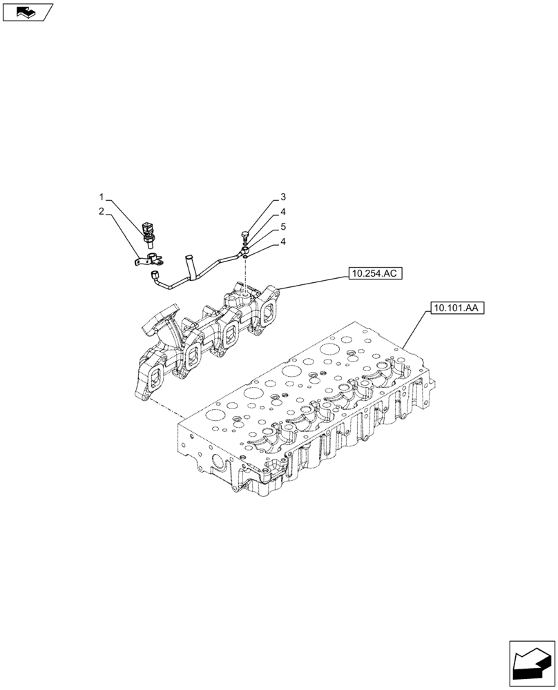 Схема запчастей Case F5HFL413J A002 - (55.014.AN) - EXHAUST MANIFOLD, SENSOR (55) - ELECTRICAL SYSTEMS