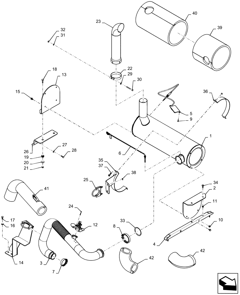 Схема запчастей Case 2050M WT/LGP - (10.254.AD[01]) - MUFFLER (10) - ENGINE